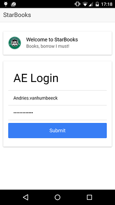 StarBooks login screen