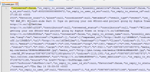 Snippet of a JSON file of a Tweet