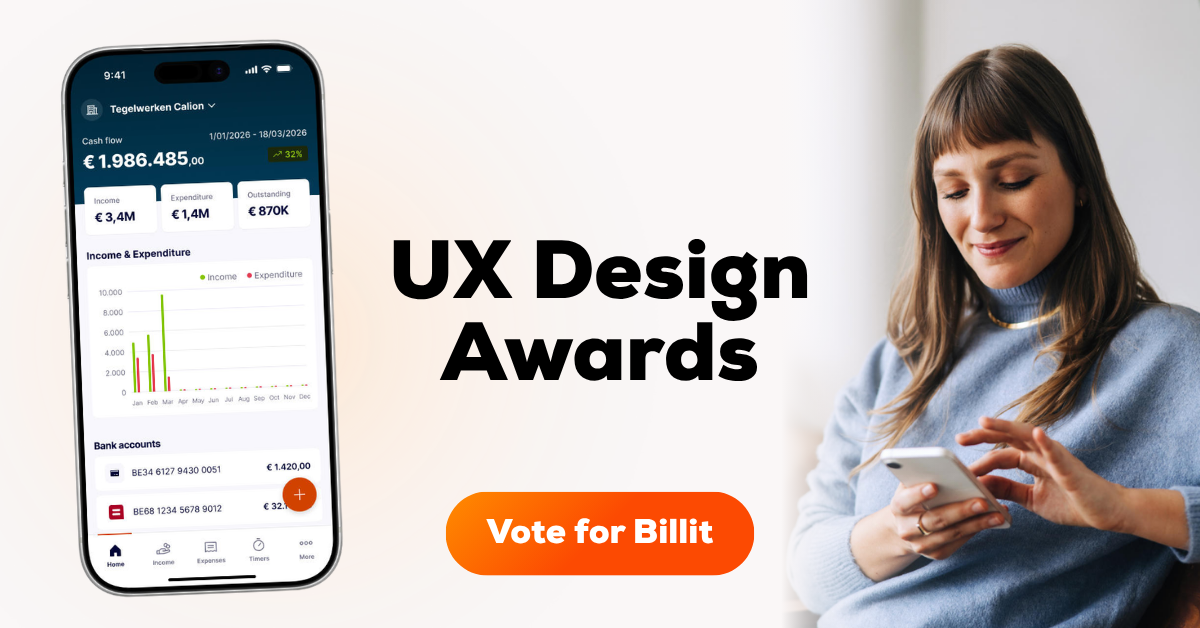 Billit companion app nominated for UX Design Awards