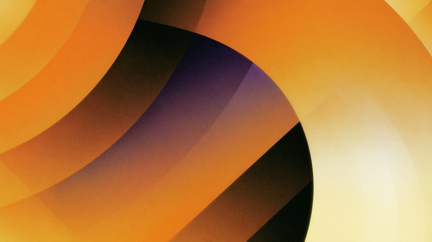 Abstract orange and dark arcs, AE brand visual